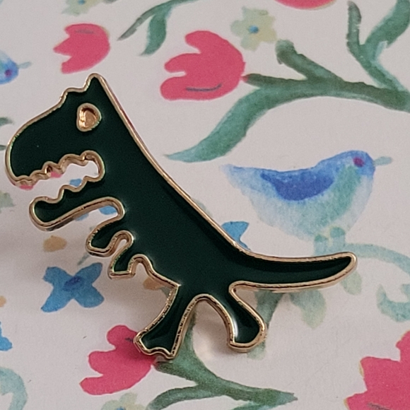 Derpy Green Dinosaur Enamel Pin - Picture 9 of 10